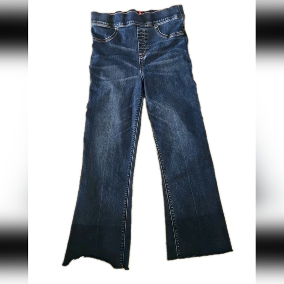 Spanx Womens Dark Wash Flare Raw Hem Jean M - Picture 1 of 10